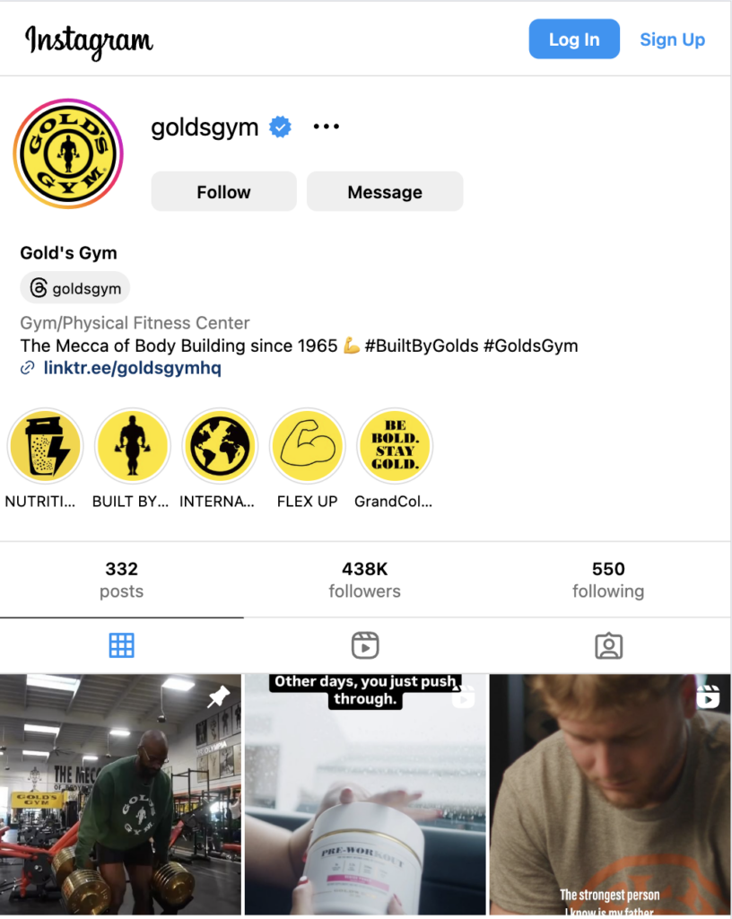 Gold's Gym Instagram